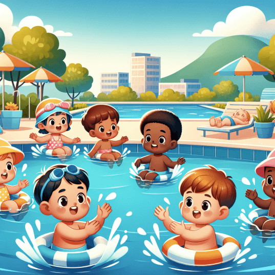 Parent and toddler playing in splash pad